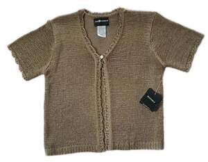 Cover Up Loose Knit Sweater Petite M Medium Green See Through Short Sleeve